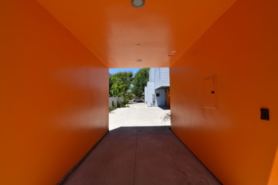 small lot modern home orange carport